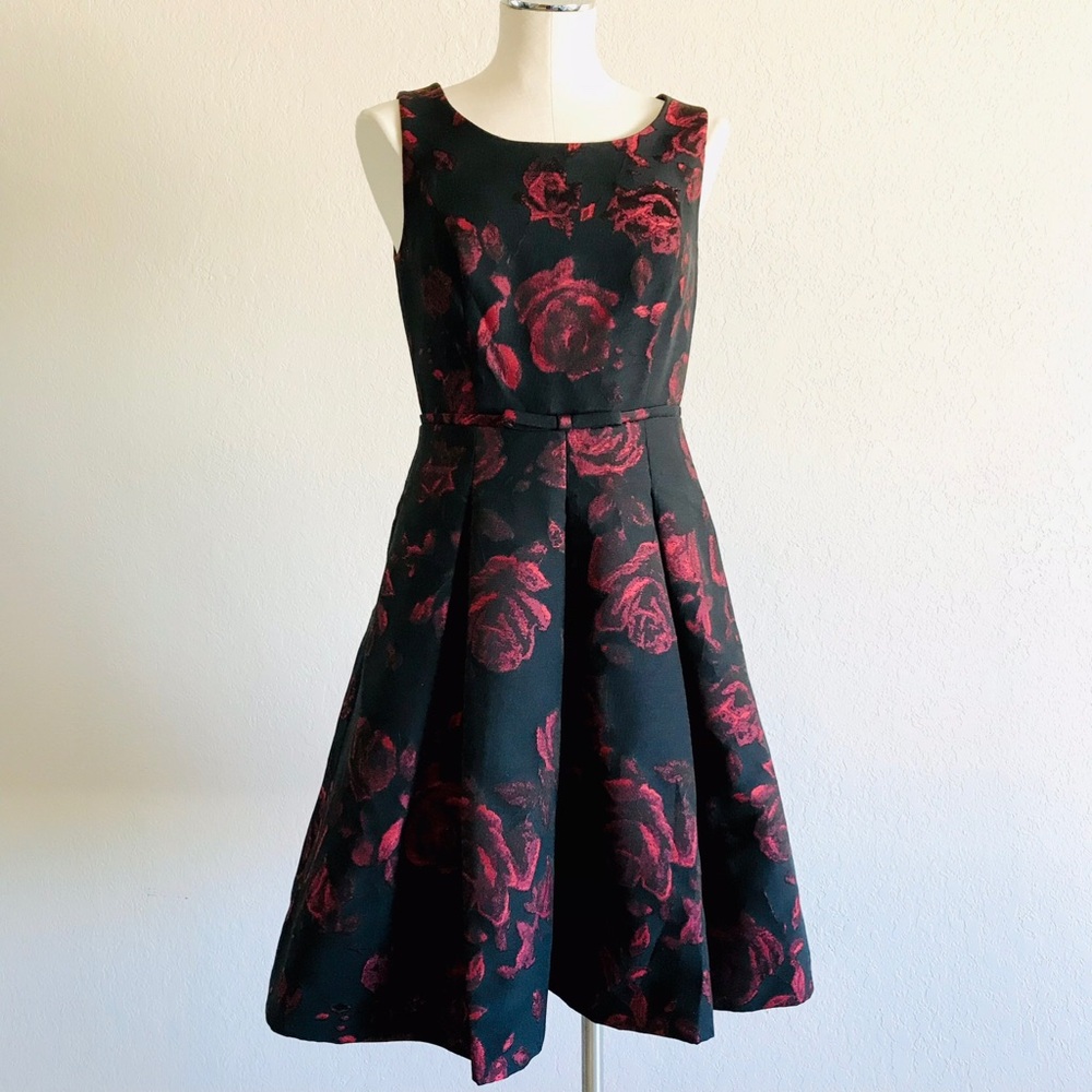Talbots Women’s Black Red Roses Sleeveless Semi-Formal Cocktail Dress 2 (S/M)